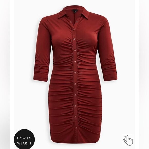 Torrid shirred knit shirt dress knee length rust color size 3X I31 - Picture 4 of 11
